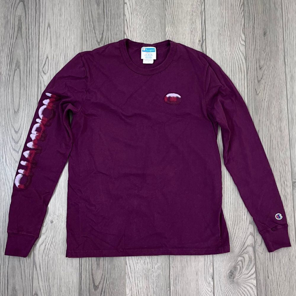 Champion Unisex Size S Long Sleeve 3D Sherpa Spellout Crewneck Cotton Top Shirt